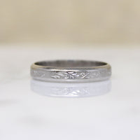 Foliate Flourish Engraved Platinum Band Size 6.5