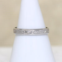 Foliate Flourish Engraved Platinum Band Size 9