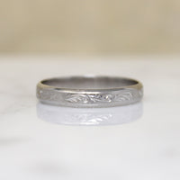 Foliate Flourish Engraved Platinum Band Size 9