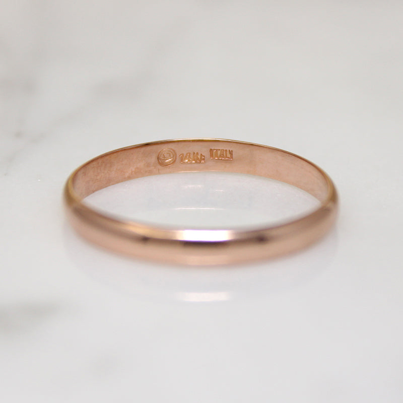 Slim Italian 14k Rose Gold Band Size 7.5