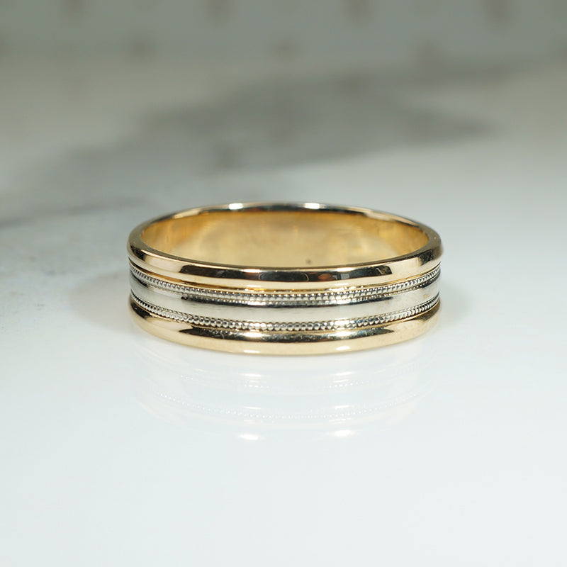 Handsome Two-Tone Gold Size 10 Band
