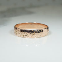 Glossy 9ct Rose Gold Engraved Band Size 11