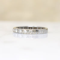 Art Deco Diamond Wedding Band with Fine Engraving
