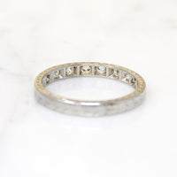 Art Deco Diamond Wedding Band with Fine Engraving