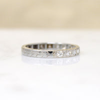 Art Deco Diamond Wedding Band with Fine Engraving