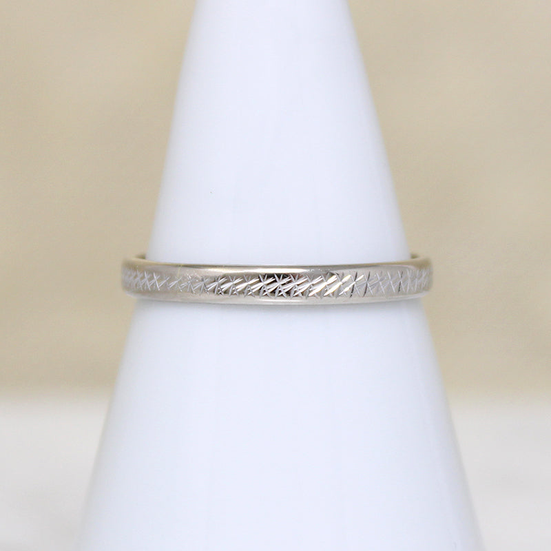 Engraved 14k White Gold Band Size 7.5