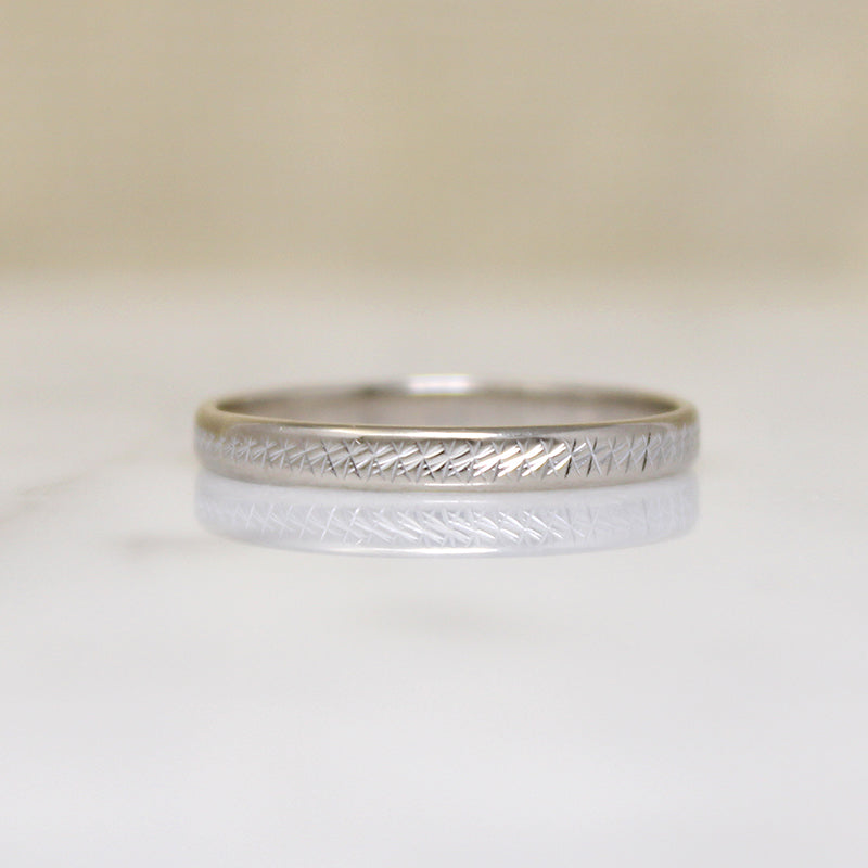 Engraved 14k White Gold Band Size 7.5