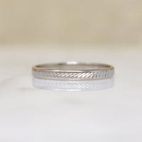 Engraved 14k White Gold Band Size 7.5