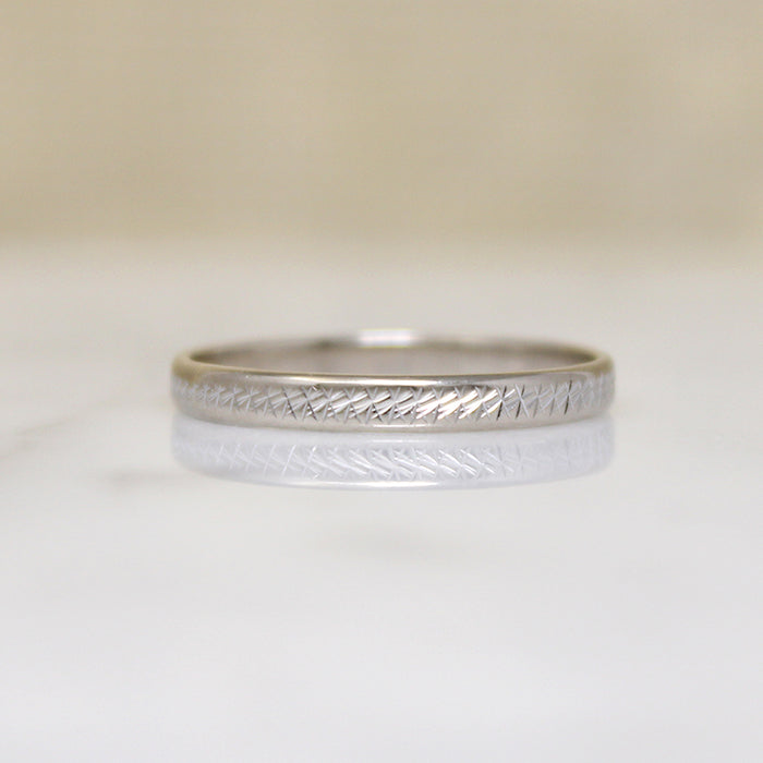 Engraved 14k White Gold Band Size 7.5