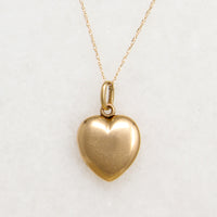 Glossy 14k Gold Heart Locket with Old Euro Cut Diamond
