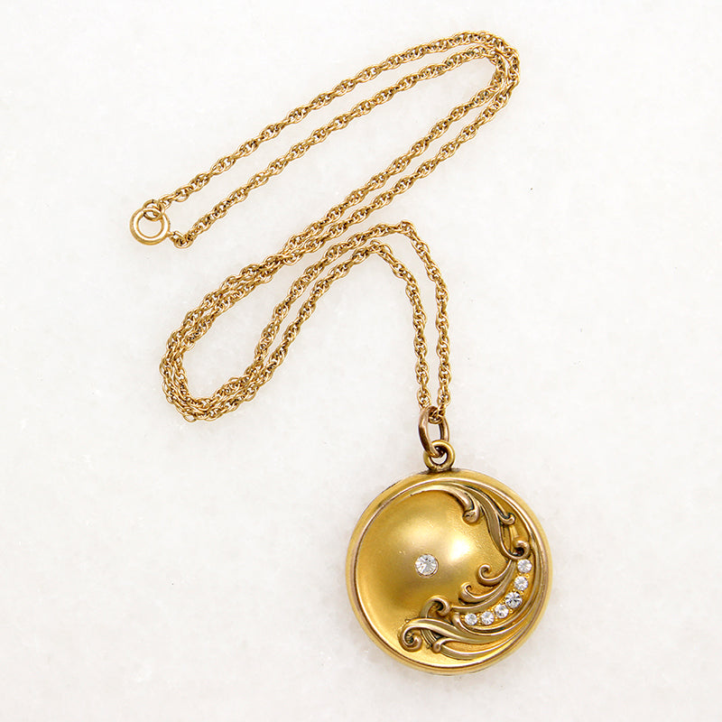 Romantic Art Nouveau Gold Fill & Paste Locket