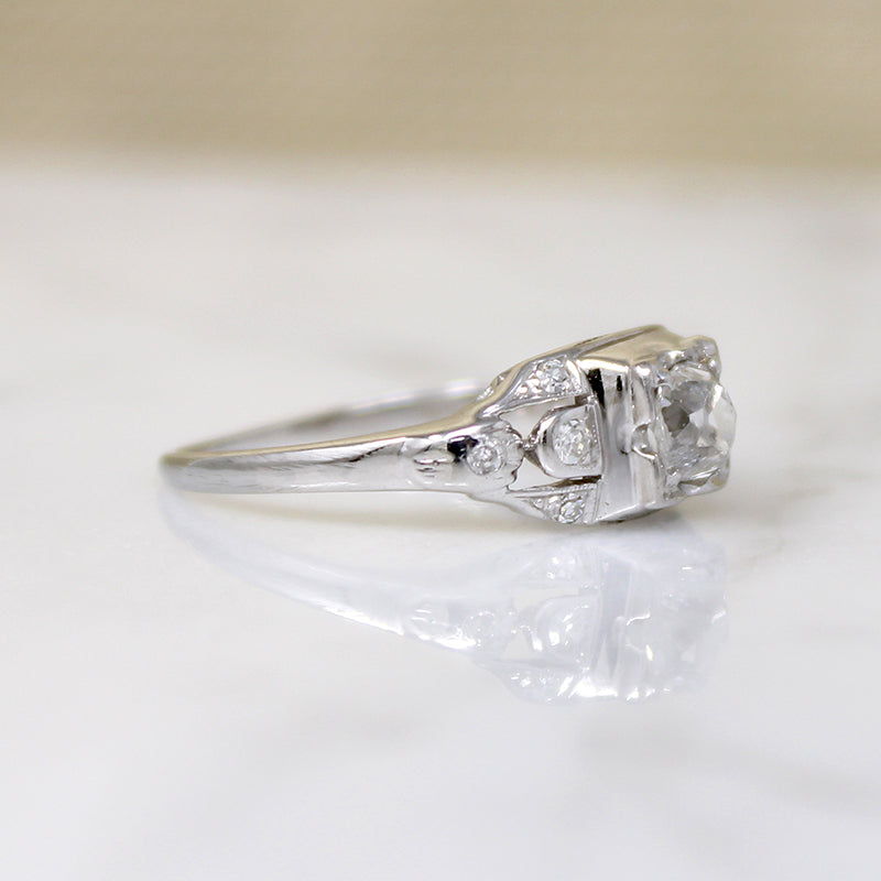 Charming 1930s Ring with Chonky Old Mine Cut Diamond