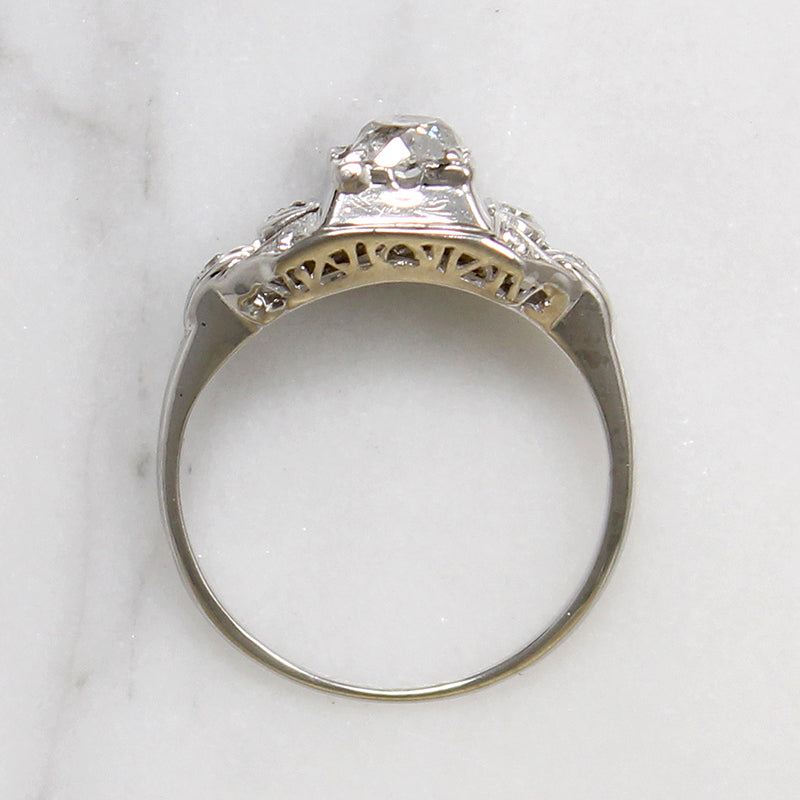 Charming 1930s Ring with Chonky Old Mine Cut Diamond
