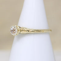 Old Mine Cut Diamond in Yellow Gold Art Deco Ring