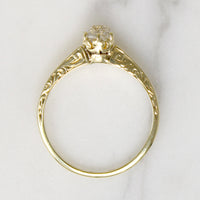Old Mine Cut Diamond in Yellow Gold Art Deco Ring