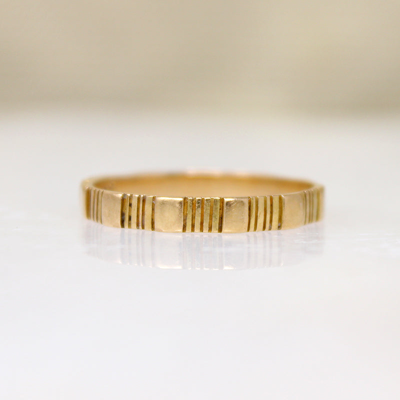 Victorian Engraved 18k Gold Iron Cross Band