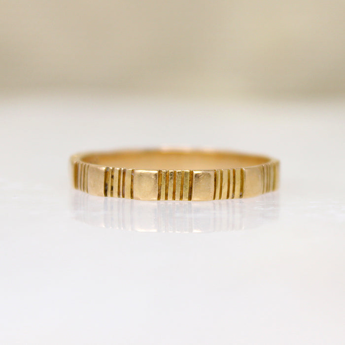 Victorian Engraved 18k Gold Iron Cross Band