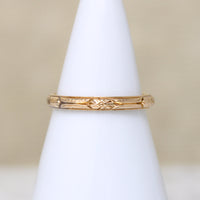 "Loyal" Engraved Bars & Flowers 14k Gold Band