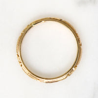 "Loyal" Engraved Bars & Flowers 14k Gold Band