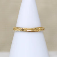 Art Deco 14k Gold Bars & Flowers Band

