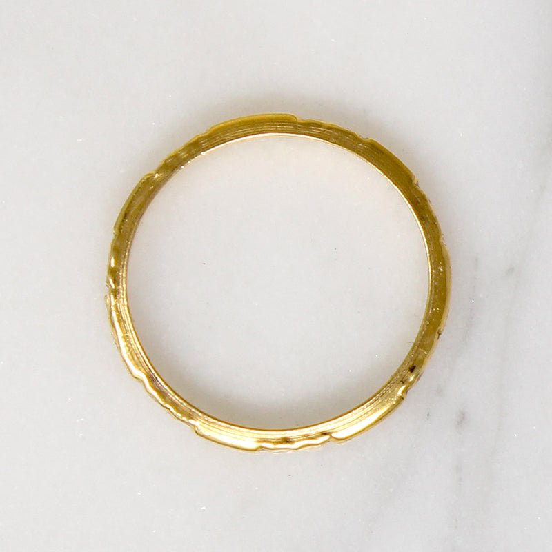 Art Deco 14k Gold Bars & Flowers Band
