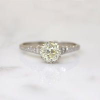 Hypnotic .94ct Old European Cut Diamond in Deco Solitaire