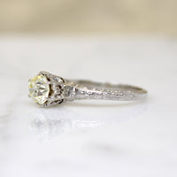 Hypnotic .94ct Old European Cut Diamond in Deco Solitaire