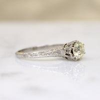 Hypnotic .94ct Old European Cut Diamond in Deco Solitaire