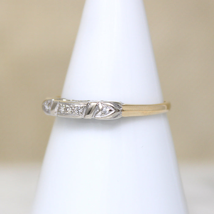 Five Pretty Diamonds in Two-Tone Gold Wedding Band