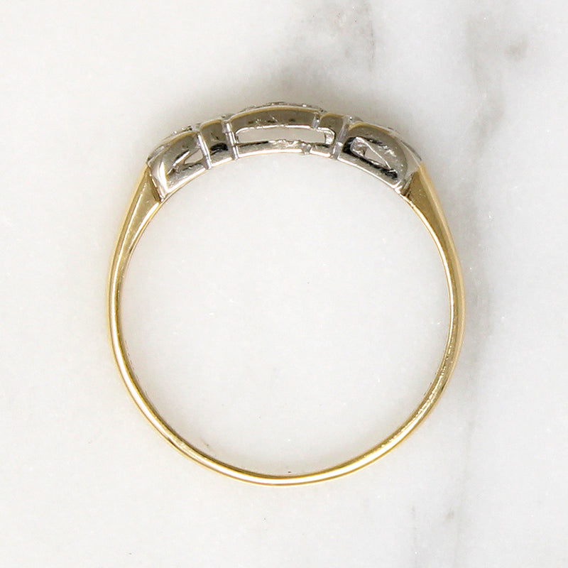 Five Pretty Diamonds in Two-Tone Gold Wedding Band