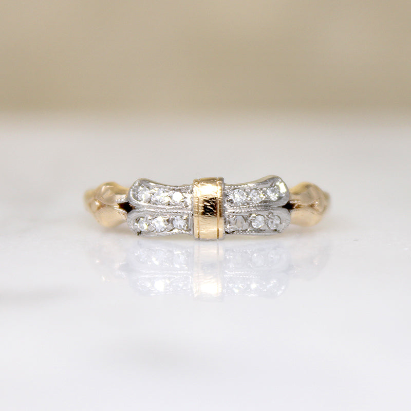 Adorable Platinum & Gold Bow Band with Diamonds