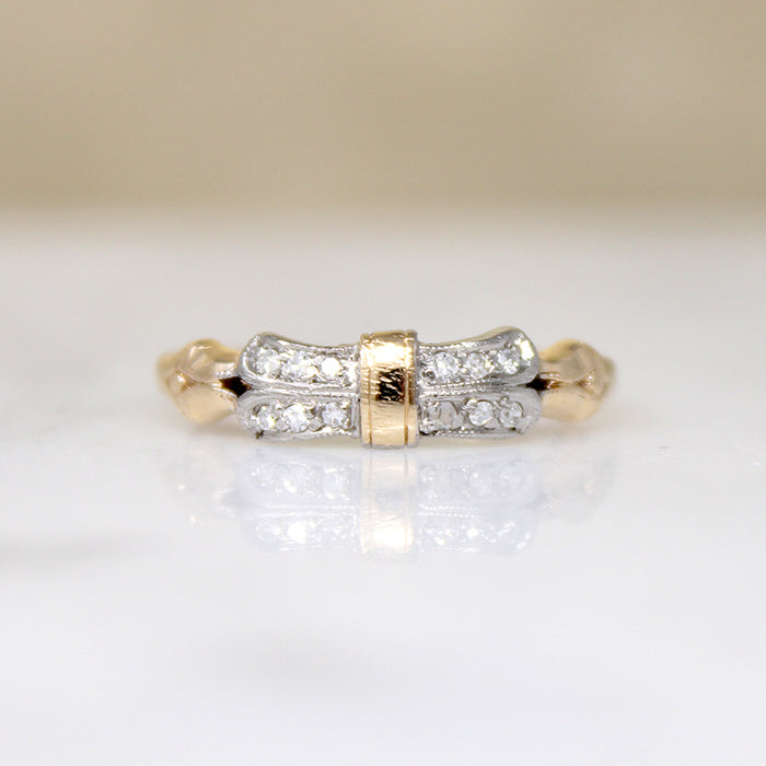Adorable Platinum & Gold Bow Band with Diamonds
