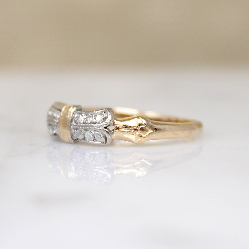 Adorable Platinum & Gold Bow Band with Diamonds