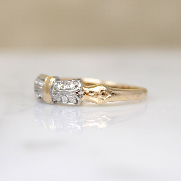 Adorable Platinum & Gold Bow Band with Diamonds