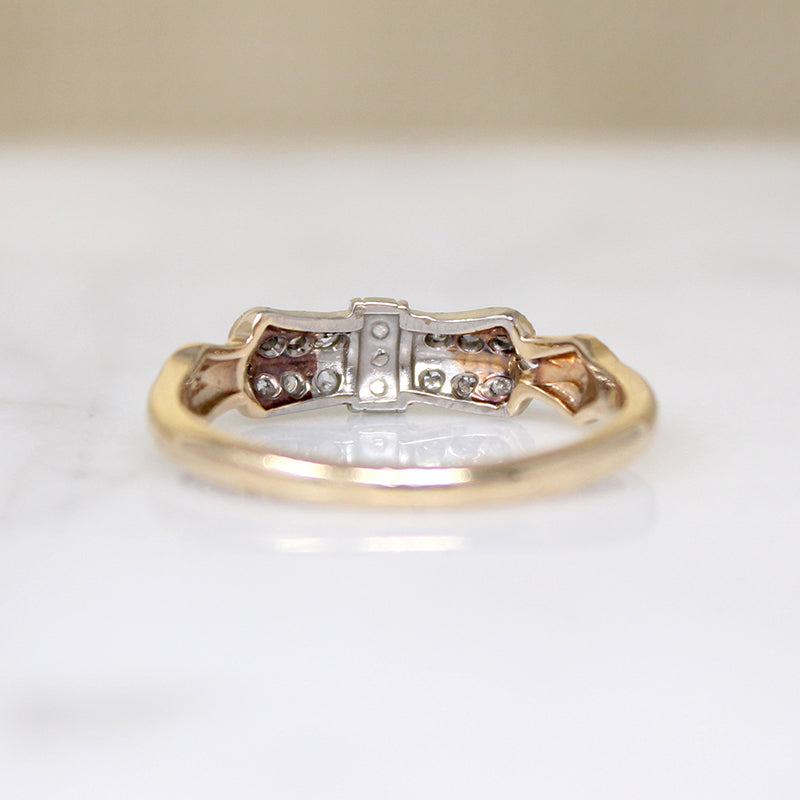 Adorable Platinum & Gold Bow Band with Diamonds