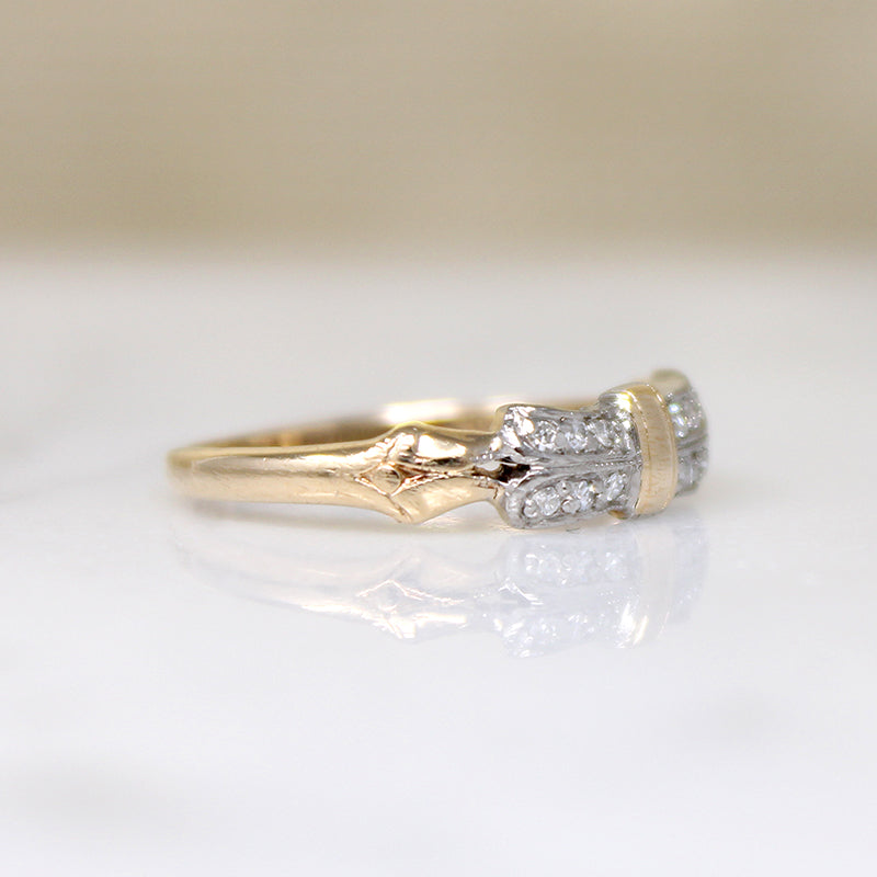 Adorable Platinum & Gold Bow Band with Diamonds