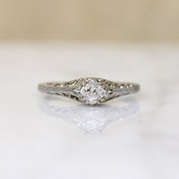 Fierce Pierced & Engraved Old Mine Cut Diamond Solitaire