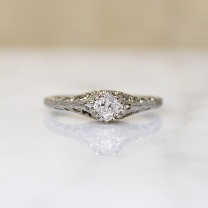 Fierce Pierced & Engraved Old Mine Cut Diamond Solitaire