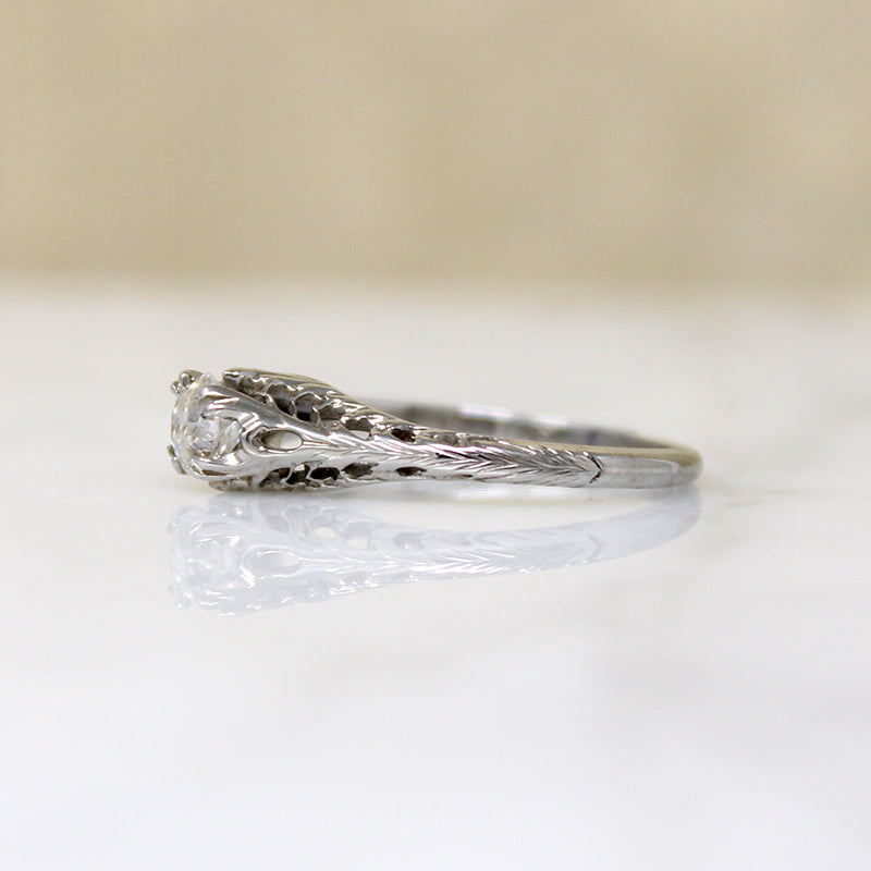 Fierce Pierced & Engraved Old Mine Cut Diamond Solitaire