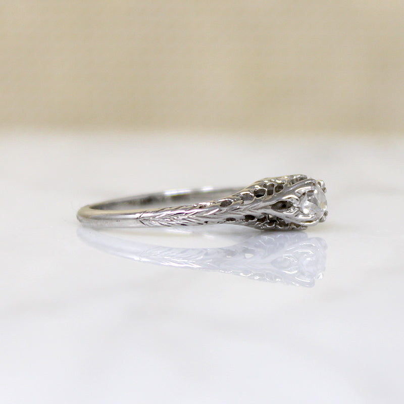 Fierce Pierced & Engraved Old Mine Cut Diamond Solitaire
