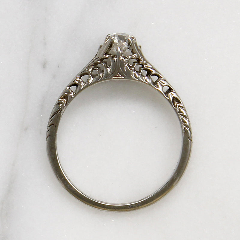 Fierce Pierced & Engraved Old Mine Cut Diamond Solitaire