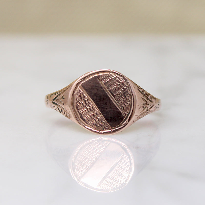 Dapper Victorian 9k Rose Gold Signet Ring