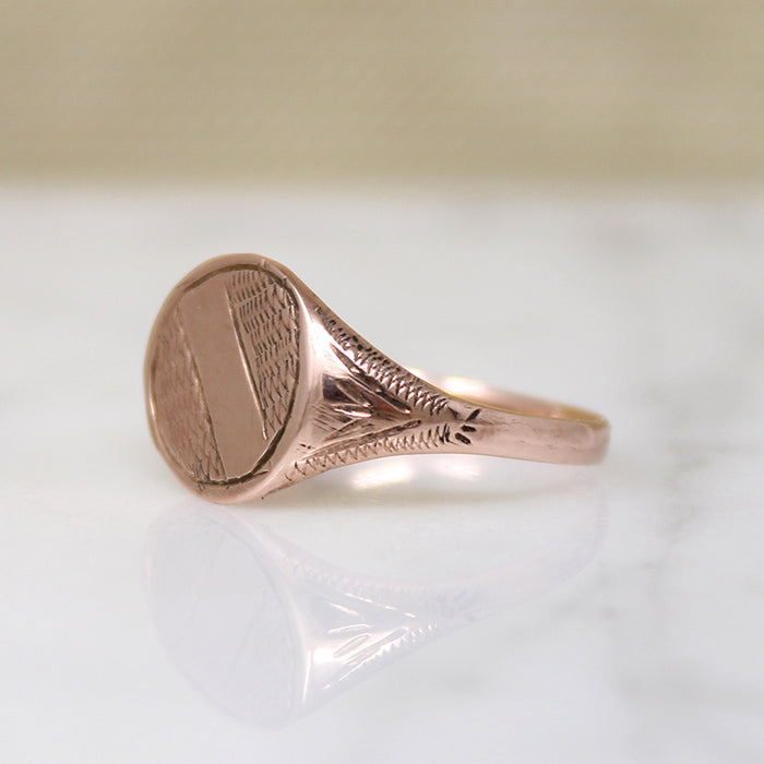 Dapper Victorian 9k Rose Gold Signet Ring