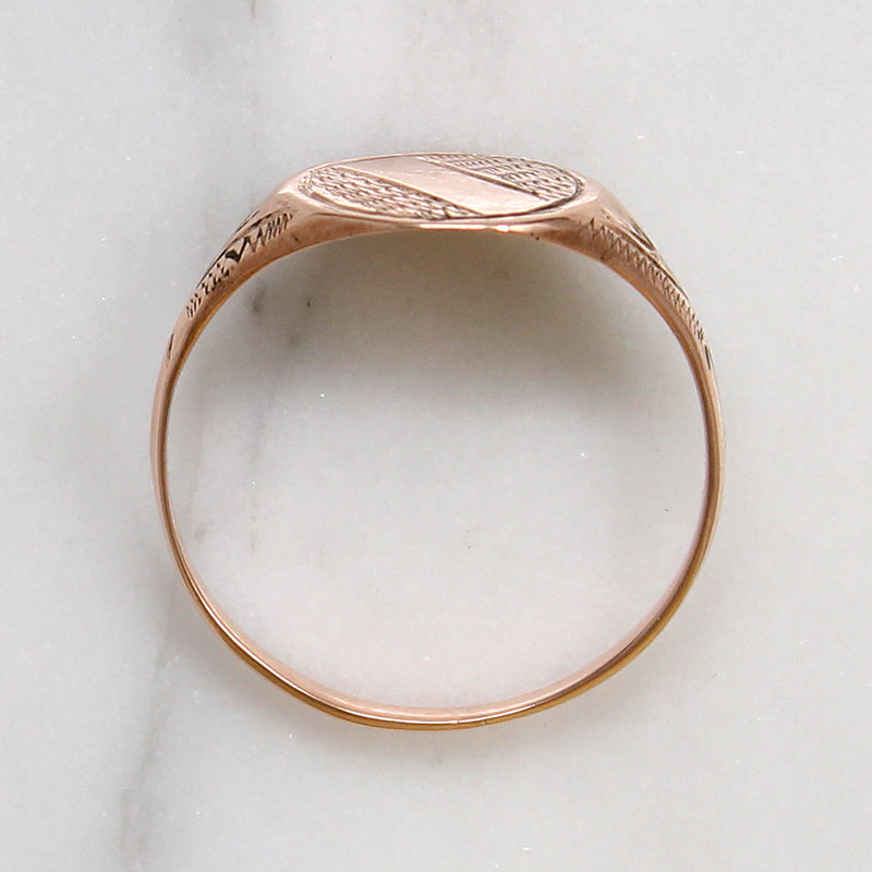 Dapper Victorian 9k Rose Gold Signet Ring