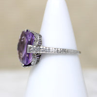 Glowing Amethyst in Ornate 18k Gold Ring