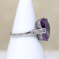 Glowing Amethyst in Ornate 18k Gold Ring