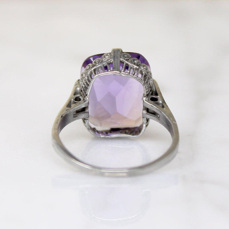 Glowing Amethyst in Ornate 18k Gold Ring
