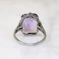 Glowing Amethyst in Ornate 18k Gold Ring