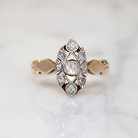 Diamonds in Unusual Gold & Platinum Navette Ring