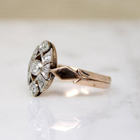 Diamonds in Unusual Gold & Platinum Navette Ring
